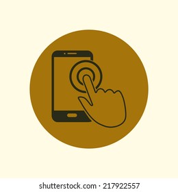 Touch screen smartphone sign icon. Hand pointer symbol. Flat design style. Vector EPS 10.