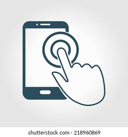 Touch screen smartphone sign icon. Hand pointer symbol. Flat design style. Vector EPS 10.