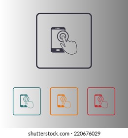 Touch screen smartphone sign icon. Hand pointer symbol. Flat design style. Vector EPS 10.