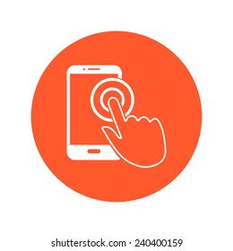 Touch screen smartphone sign icon. Hand pointer symbol. Flat design style. Vector EPS 10.