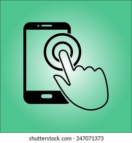 Touch screen smartphone sign icon. Hand pointer symbol. Flat design style. Vector EPS 10.