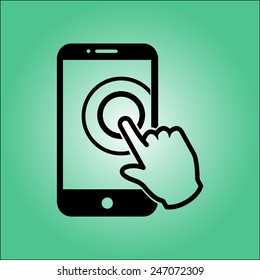 Touch screen smartphone sign icon. Hand pointer symbol. Flat design style. Vector EPS 10.