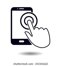 Touch screen smartphone sign icon. Hand pointer symbol. Flat design style. Vector EPS 10.
