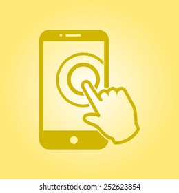 Touch screen smartphone sign icon. Hand pointer symbol. Flat design style. Vector EPS 10.