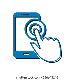 Touch screen smartphone sign icon. Hand pointer symbol. Flat design style. Vector EPS 10.