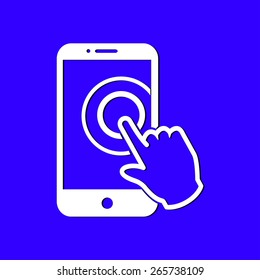 Touch screen smartphone sign icon. Hand pointer symbol. Flat design style. Vector EPS 10.