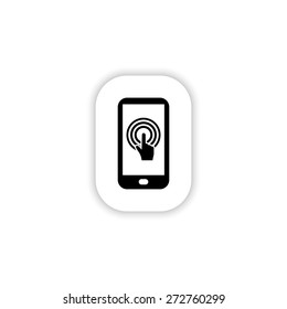 Touch screen smartphone sign icon. Hand pointer symbol. Flat design style icon on a white background with shadow 
