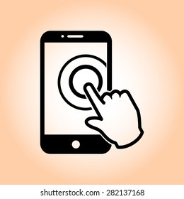 Touch screen smartphone sign icon. Hand pointer symbol. Flat design style. Vector EPS 10.