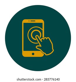 Touch screen smartphone sign icon. Hand pointer symbol. Flat design style. Vector EPS 10.