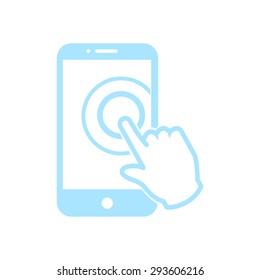 Touch screen smartphone sign icon. Hand pointer symbol. Flat design style. Vector EPS 10.