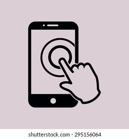 Touch screen smartphone sign icon. Hand pointer symbol. Flat design style. Vector EPS 10.