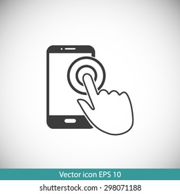 Touch screen smartphone sign icon. Hand pointer symbol. Flat design style. Vector EPS 10.