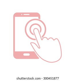 Touch screen smartphone sign icon. Hand pointer symbol. Flat design style. Vector EPS 10.