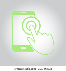 Touch screen smartphone sign icon. Hand pointer symbol. Flat design style. Vector EPS 10.
