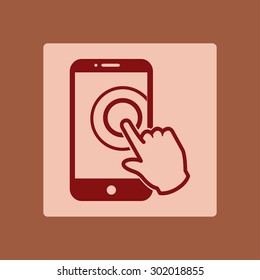 Touch screen smartphone sign icon. Hand pointer symbol. Flat design style. Vector EPS 10.