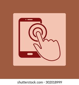 Touch screen smartphone sign icon. Hand pointer symbol. Flat design style. Vector EPS 10.