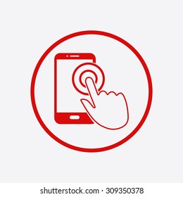 Touch screen smartphone sign icon. Hand pointer symbol. Flat design style. Vector EPS 10.