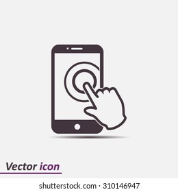 Touch screen smartphone sign icon. Hand pointer symbol. Flat design style. Vector EPS 10.
