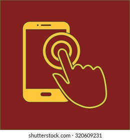 Touch screen smartphone sign icon. Hand pointer symbol. Flat design style. Vector EPS 10.