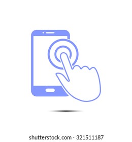 Touch screen smartphone sign icon. Hand pointer symbol. Flat design style. Vector EPS 10.