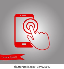Touch screen smartphone sign icon. Hand pointer symbol. Flat design style. Vector EPS 10.