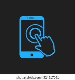 Touch screen smartphone sign icon. Hand pointer symbol. Flat design style. Vector EPS 10.