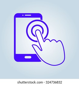 Touch screen smartphone sign icon. Hand pointer symbol. Flat design style. Vector EPS 10.