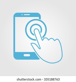 Touch screen smartphone sign icon. Hand pointer symbol. Flat design style. Vector EPS 10.