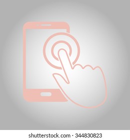 Touch screen smartphone sign icon. Hand pointer symbol. Flat design style. Vector EPS 10.