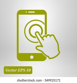 Touch screen smartphone sign icon. Hand pointer symbol. Flat design style. Vector EPS 10.