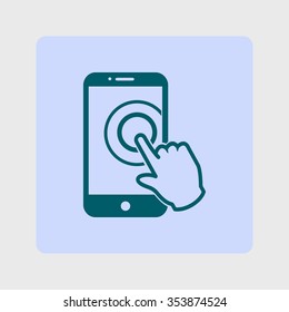 Touch screen smartphone sign icon. Hand pointer symbol. Flat design style. Vector EPS 10.