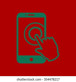 Touch screen smartphone sign icon. Hand pointer symbol. Flat design style. Vector EPS 10.