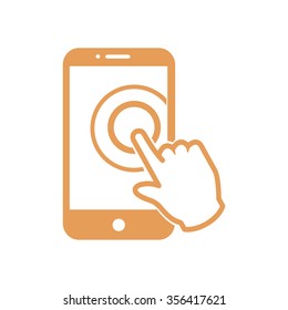 Touch screen smartphone sign icon. Hand pointer symbol. Flat design style. Vector EPS 10.