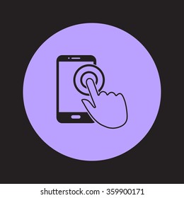 Touch screen smartphone sign icon. Hand pointer symbol. Flat design style. Vector EPS 10.