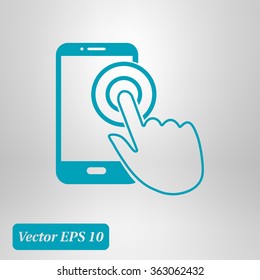 Touch screen smartphone sign icon. Hand pointer symbol. Flat design style. Vector EPS 10.