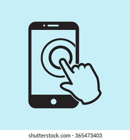 Touch screen smartphone sign icon. Hand pointer symbol. Flat design style. Vector EPS 10.