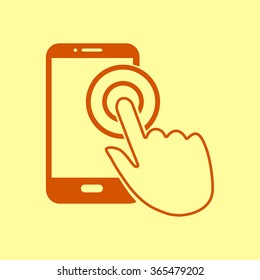 Touch screen smartphone sign icon. Hand pointer symbol. Flat design style. Vector EPS 10.