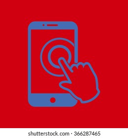 Touch screen smartphone sign icon. Hand pointer symbol. Flat design style. Vector EPS 10.