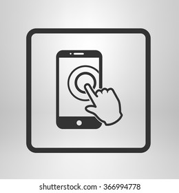 Touch screen smartphone sign icon. Hand pointer symbol. Flat design style. Vector EPS 10.