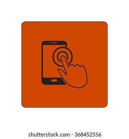 Touch screen smartphone sign icon. Hand pointer symbol. Flat design style. Vector EPS 10.