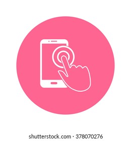 Touch screen smartphone sign icon. Hand pointer symbol. Flat design style. Vector EPS 10.