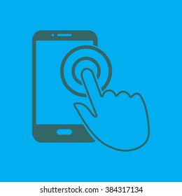 Touch screen smartphone sign icon. Hand pointer symbol. Flat design style. Vector EPS 10.