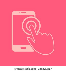 Touch screen smartphone sign icon. Hand pointer symbol. Flat design style. Vector EPS 10.