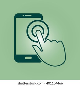 Touch screen smartphone sign icon. Hand pointer symbol. Flat design style. Vector EPS 10.