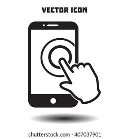 Touch screen smartphone sign icon. Hand pointer symbol. Flat design style. Vector EPS 10.