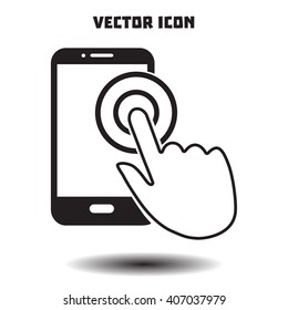 Touch screen smartphone sign icon. Hand pointer symbol. Flat design style. Vector EPS 10.