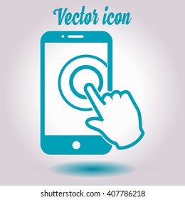 Touch screen smartphone sign icon. Hand pointer symbol. Flat design style. Vector EPS 10.