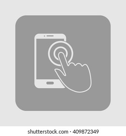 Touch screen smartphone sign icon. Hand pointer symbol. Flat design style. Vector EPS 10.