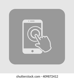 Touch screen smartphone sign icon. Hand pointer symbol. Flat design style. Vector EPS 10.