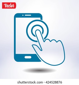 Touch screen smartphone sign icon. Hand pointer symbol. Flat design style. Vector EPS 10.
